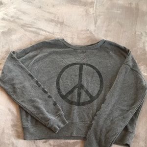 Juniors peace Crop sweatshirt